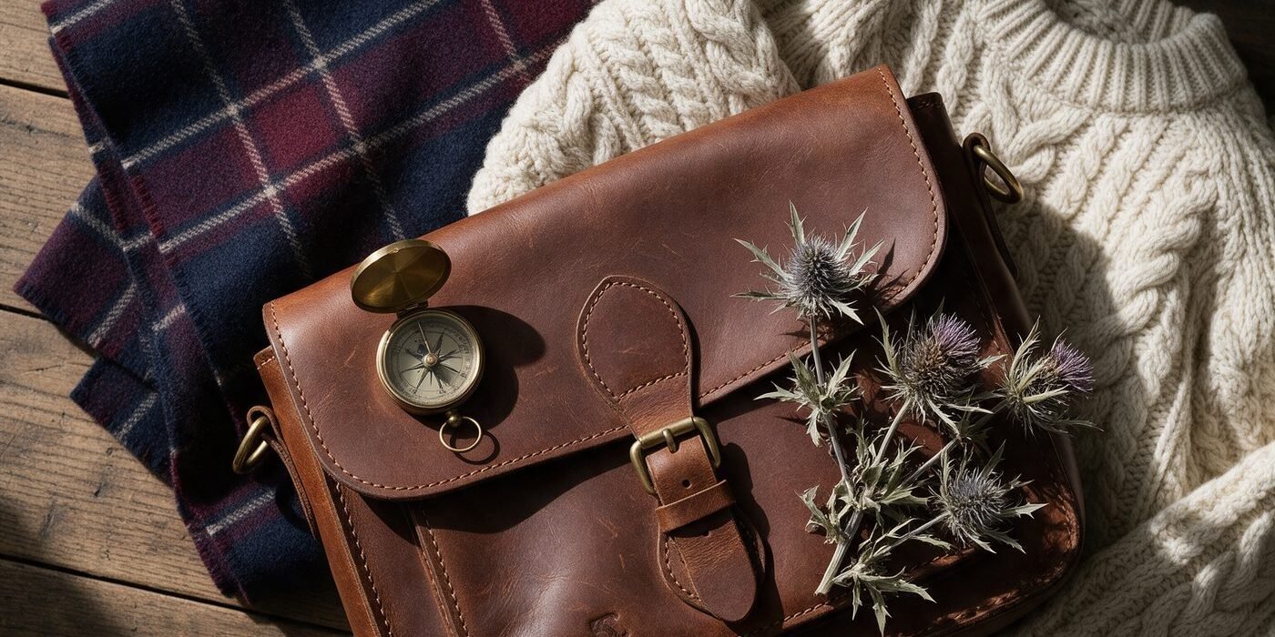 Tartan knitwear flat lay