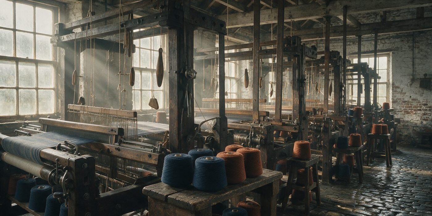Looms at the Borders mill